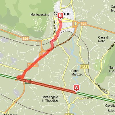 Mappa del percorso dall'autostrada A1