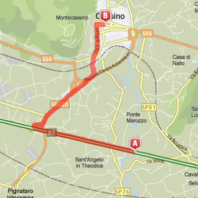 Mappa del percorso dall'autostrada A1